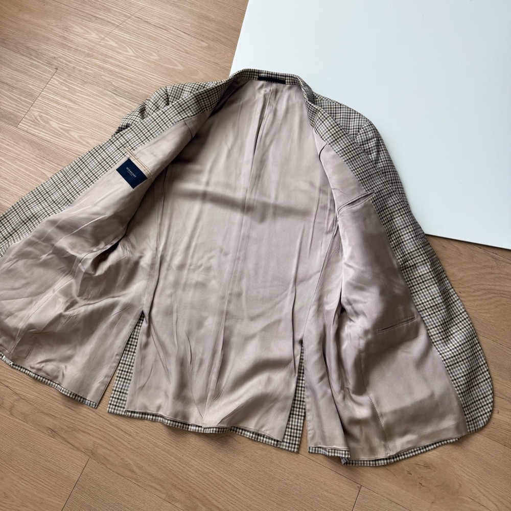 VTG Burberry London 42 Reg Blazer Bond Street Silk Wool Cotton Check Sport Coat - Picture 7 of 10